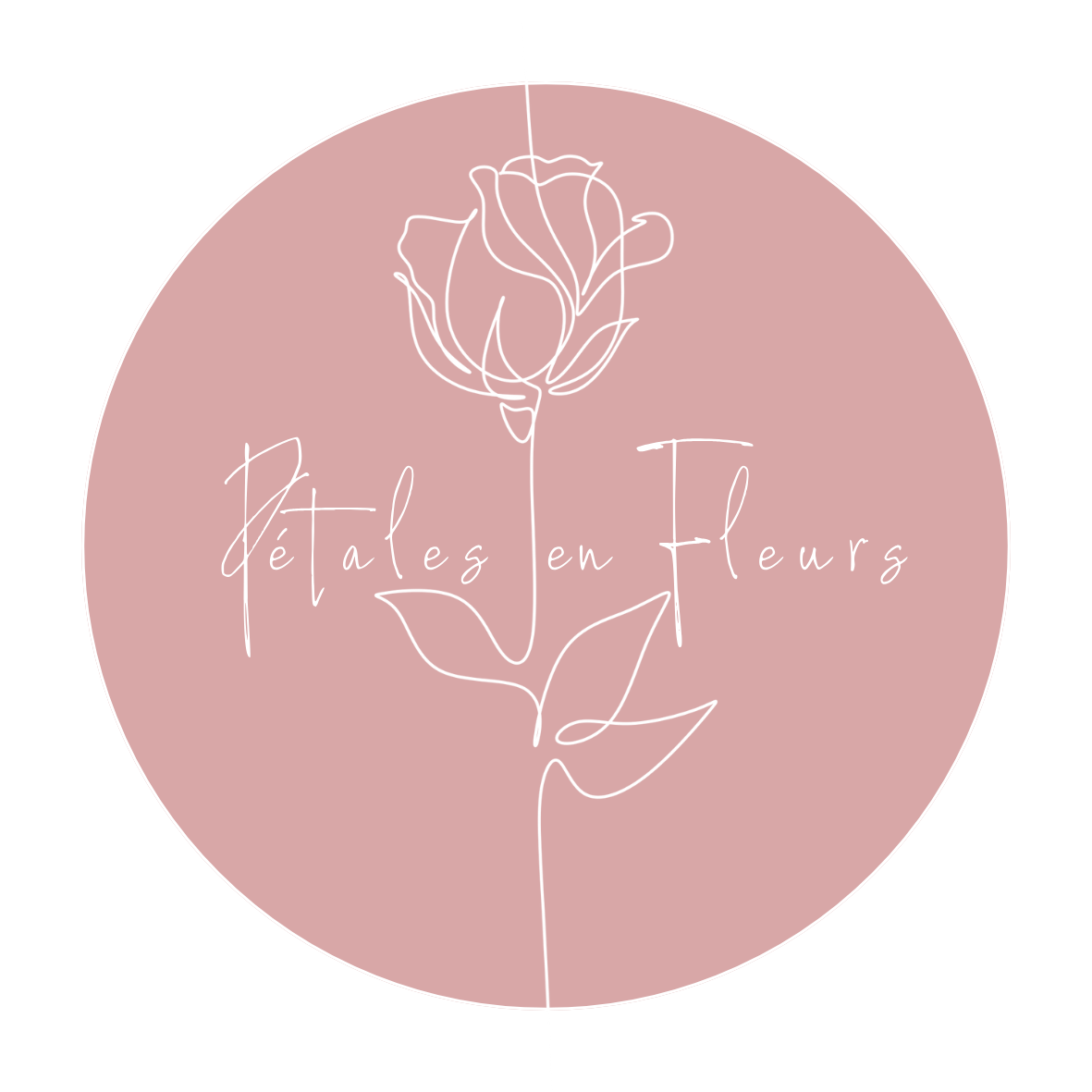 Pétales en Fleurs digital gift card featuring a blush pink design with a white floral logo